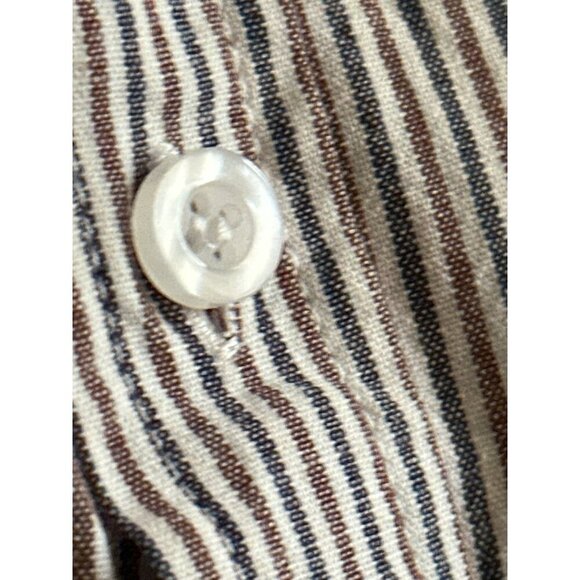 Ralph Lauren Striped Button-Down Short Sleeve Shirt XXL Cotton Brown/Cream - Picture 5 of 10